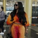 Keiarna’s orange ombre pleated top and pants on The Real Housewives of Potomac