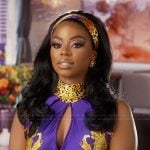 Keiarna’s baroque printed confessional top on The Real Housewives of Potomac