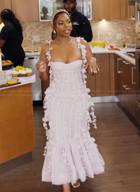 Keiarna's lavender floral applique dress on The Real Housewives of Potomac