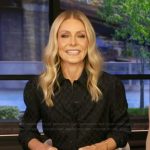 Kelly’s black satin blouse on Live with Kelly and Mark