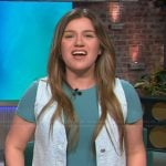 Kelly’s blue tweed vest and pants on The Kelly Clarkson Show