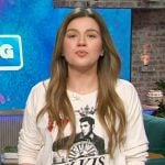 Kelly’s Elvis graphic long sleeve tee on The Kelly Clarkson Show