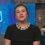 Kelly's black embellished neckline tee on The Kelly Clarkson Show