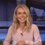 Kelly’s pink polo sweater on Live with Kelly and Mark