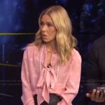 Kelly’s pink tie neck blouse on Live with Kelly and Mark