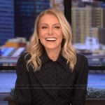 Kelly’s black satin blouse on Live with Kelly and Mark