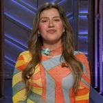 Kelly’s abstract print mesh dress on The Kelly Clarkson Show