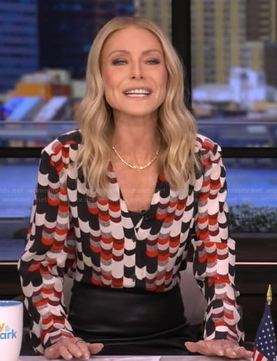 Kelly's abstract print shirt on Live with Kelly and Mark