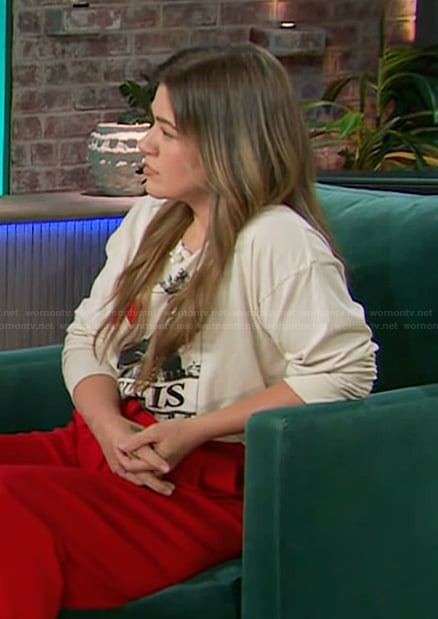 Kelly's Elvis graphic long sleeve tee on The Kelly Clarkson Show