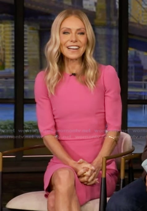 Kelly's pink sheath dress on Live with Kelly and Mark