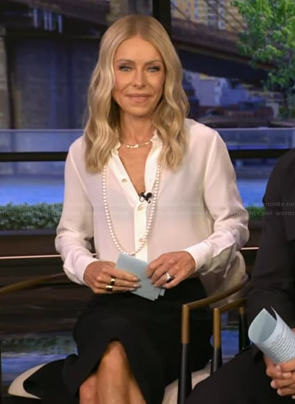 Kelly's white blouse on Live with Kelly and Mark