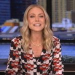 Kelly's abstract print shirt on Live with Kelly and Mark