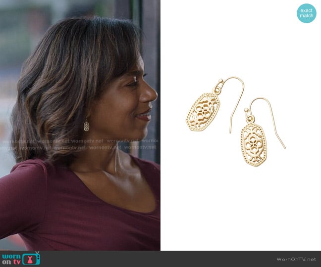 Kendra Scott Lee Filigree-Inspired Earrings worn by Maggie Pierce (Kelly McCreary) on Greys Anatomy