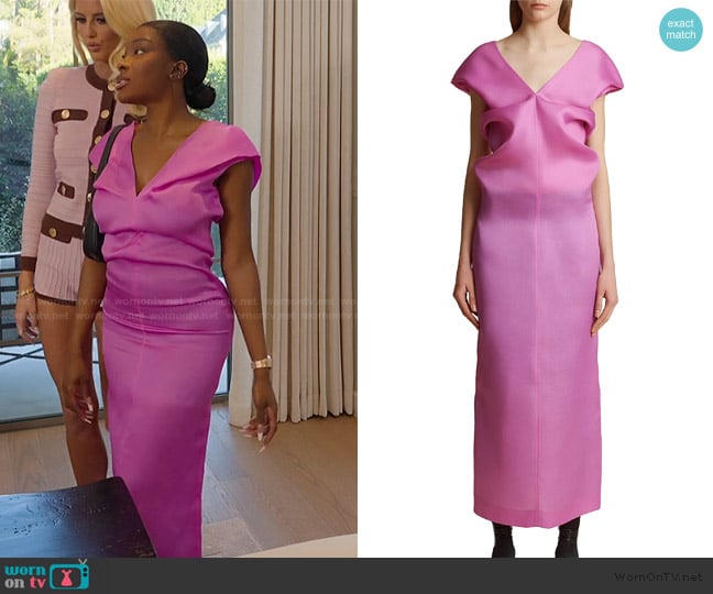 Khaite The Ima silk dress worn by Chelsea Lazkani on Selling Sunset