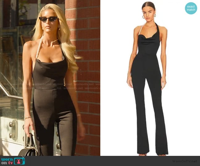 Khanums  Pearl Trim Jumpsuit worn by Emma Hernan on Selling Sunset
