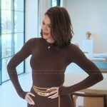 Khloe’s brown mesh top and leggings on The Kardashians