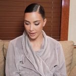 Kim’s gray velour robe on The Kardashians