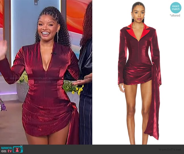 Kim Shui Jelixa Zip Up Wrap Blazer Dress worn by Halle Bailey on The Jennifer Hudson Show