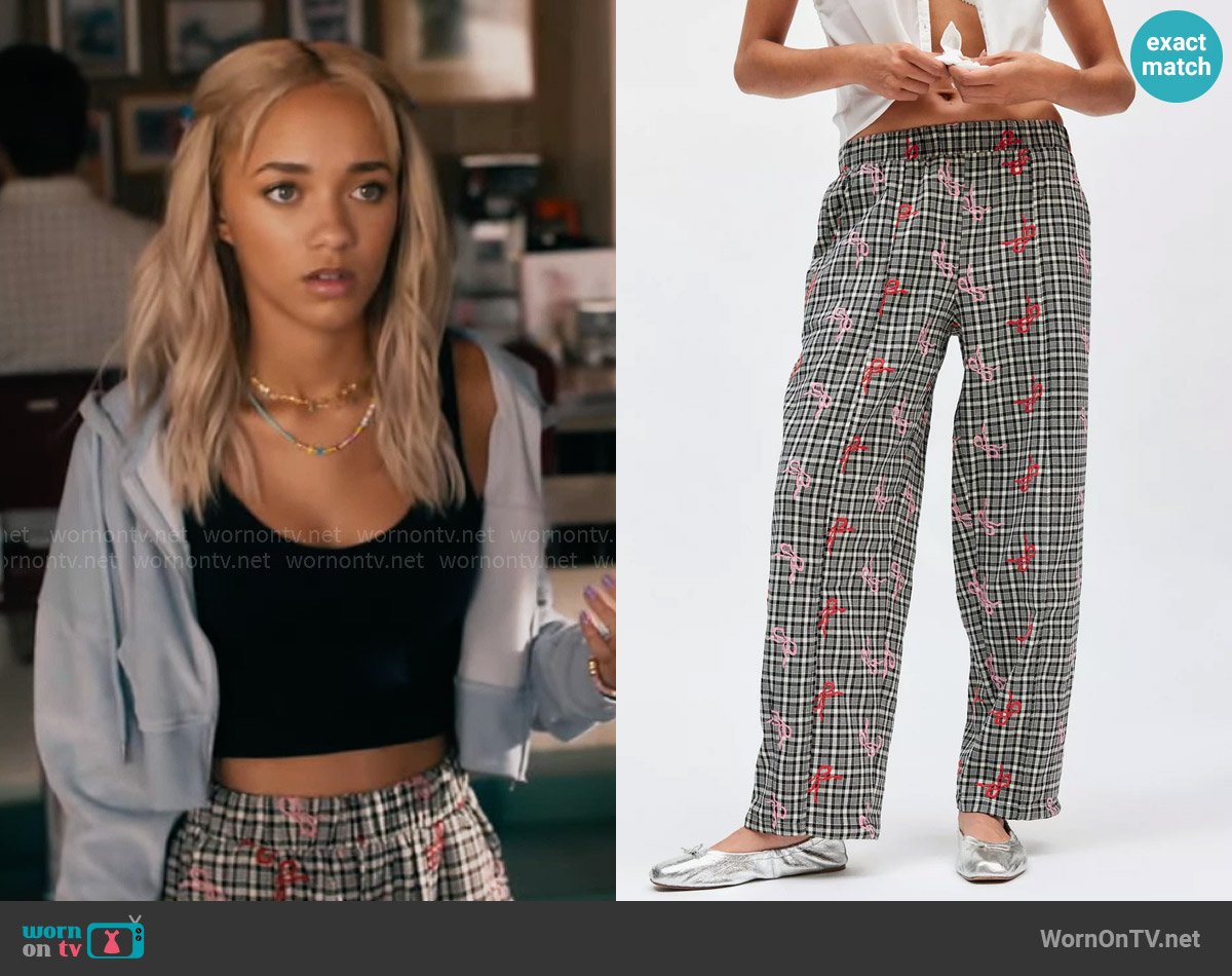 Kimchi Blue at Urban Outfitters Critter Embroidered Wide Leg Pant worn by Ava (Amirah J) on High Potential