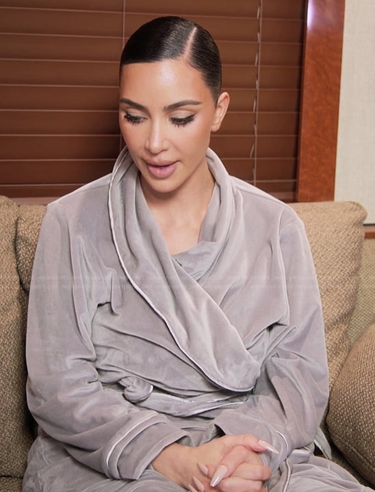 Kim's gray velour robe on The Kardashians
