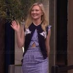 Kirsten Dunst’s blue gingham check top and skirt on Live with Kelly and Mark