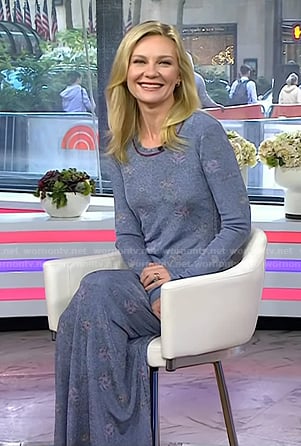 Kirsten Dunst’s blue floral maxi dress on Today