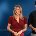 Kit’s red puff sleeve cardigan on Access Hollywood