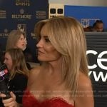 Kit’s red lace strapless dress on Access Hollywood