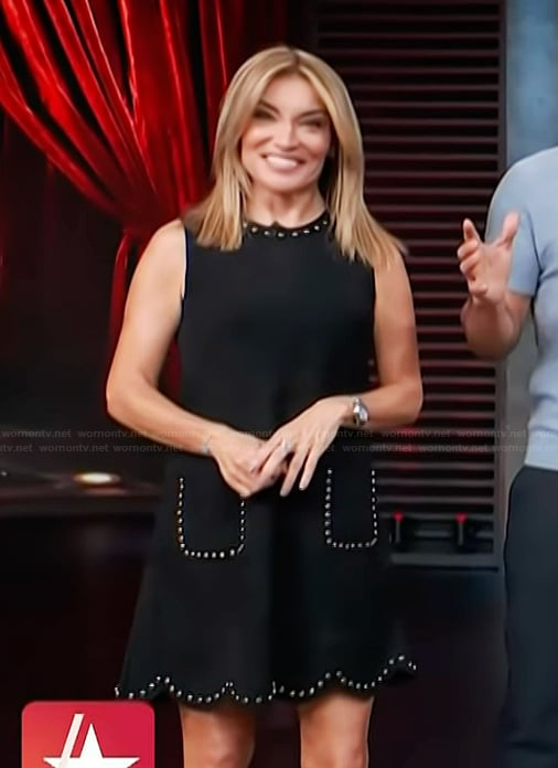 Kit's black studded trim mini dress on Access Hollywood