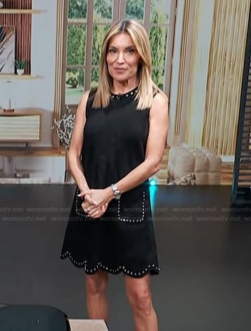 Kit's black studded trim mini dress on Access Hollywood