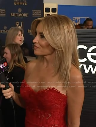 Kit’s red lace strapless dress on Access Hollywood