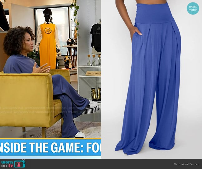 Kiya Tomlin Pleated Maxi Pant in Amparo Blue worn by Kiya Tomlin on Today