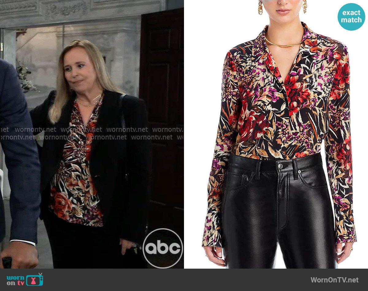 Kobi Halperin Lola Silk Blouse worn by Laura Collins (Genie Francis) on General Hospital