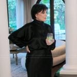Kris’s black satin blouse and skirt on The Kardashians