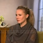 Kristen Bell’s black striped scaf shirt on Access Hollywood