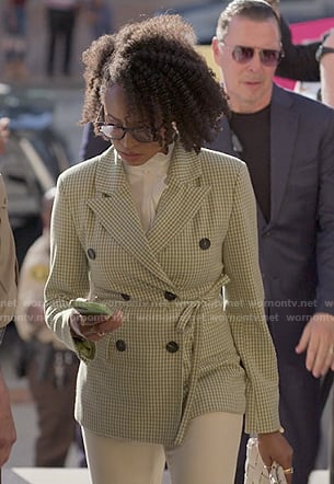 Kristin's green gingham blazer on Reasonable Doubt