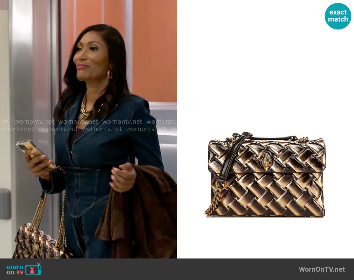 Kurt Geiger Quilted Ombre Leather Kensington Crossbody Shoulder Bag worn by Dana 'Leslie' Thomas (Trisha Mann-Grant) on Beyond the Gates