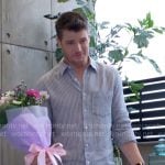 Kyle’s blue striped linen shirt on The Young and the Restless