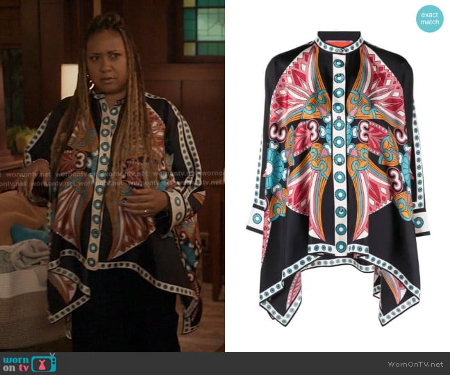 La DoubleJ Foulard Shirt in Lotus worn by Karen Wilson (Tracie Thoms) on 9-1-1