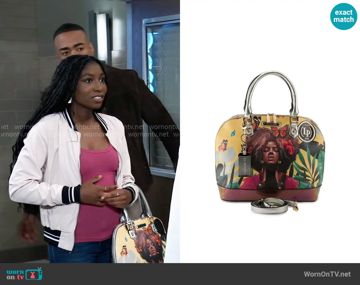 La Philipe Butterfly Fly Bowler Satchel worn by Trina Robinson (Tabyana Ali) on General Hospital