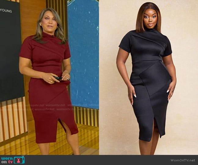 Lady Biba Cairo Dress in Burgundy worn by Ginger Zee on Good Morning America