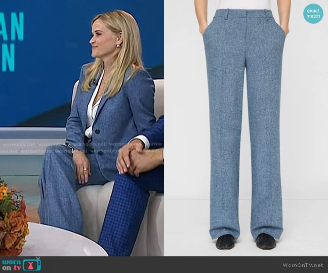 Lafayette 148 NY Donegal Tweed Gates Pant in Bluebell Multi worn by Reese Witherspoon on Today