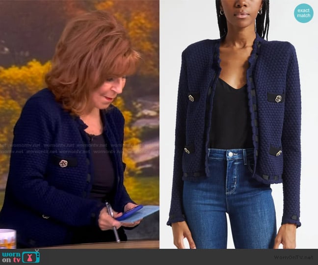 L'Agence Astor Contrast Trim Cardigan worn by Joy Behar on The View