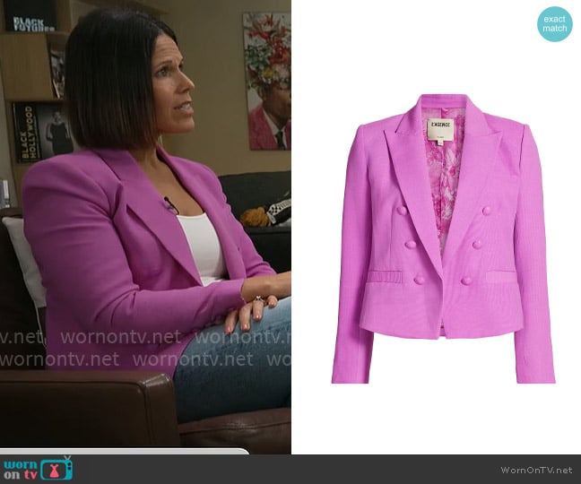 L'Agence Brooke Blazer in Bright Purple Jungle worn by Dana Jacobson on CBS Mornings