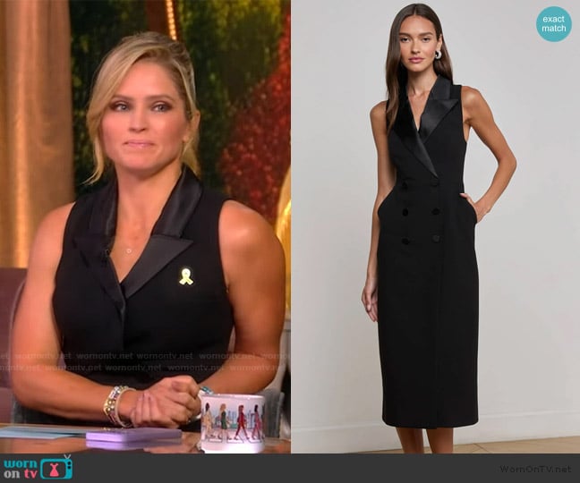 Sara’s sleeveless tuxedo dress on The View
