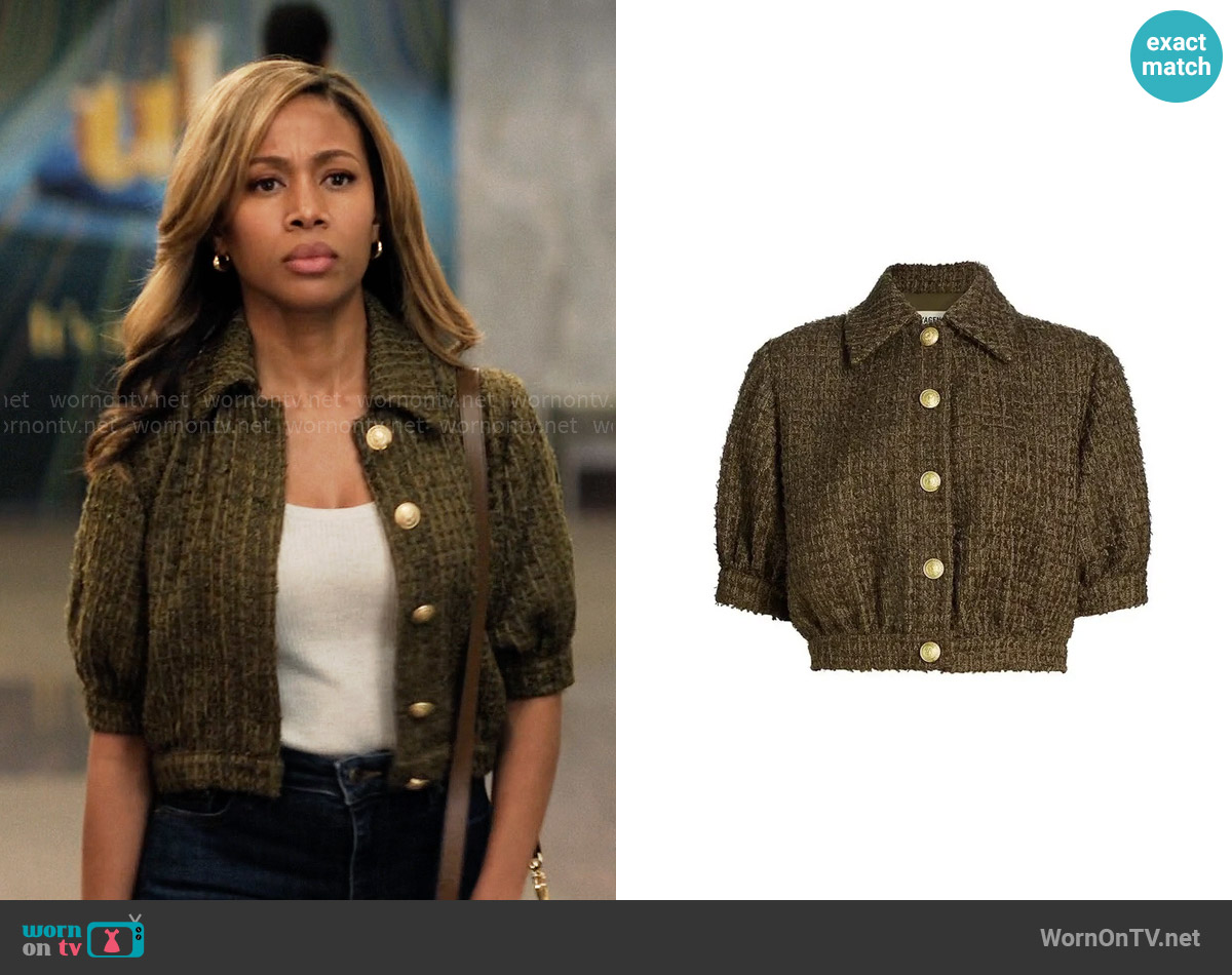 L'Agence Cove Jacket in Pine worn by Christina Hunter (Nicole Beharie) on The Morning Show