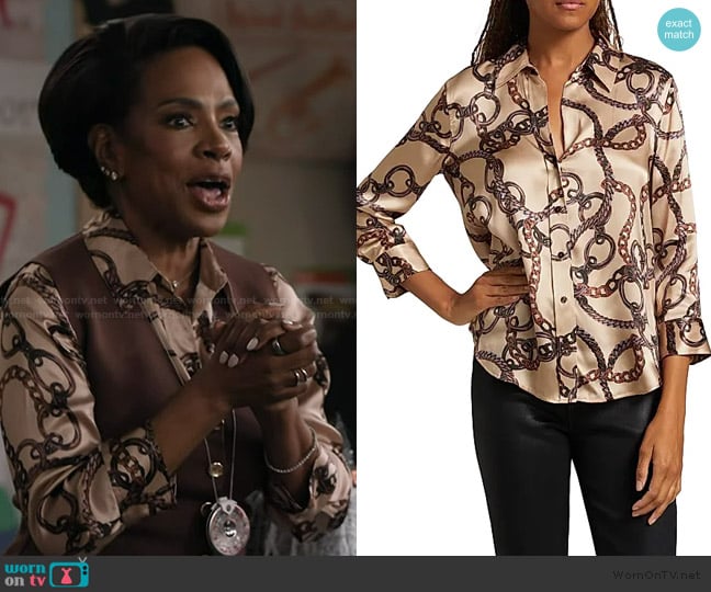 L'Agence Dani Status Silk Blouse worn by Barbara Howard (Sheryl Lee Ralph) on Abbott Elementary