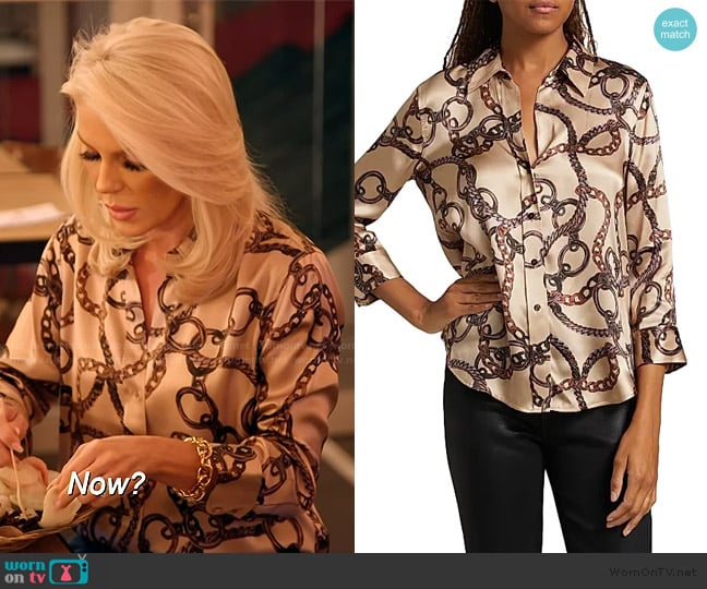 L'Agence Dani Status Silk Blouse worn by Gretchen Rossi on The Real Housewives of Orange County