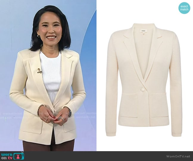 L'Agence Lacey Knit Blazer in porcelain worn by Vicky Nguyen on Today
