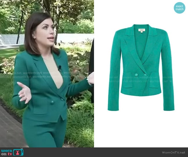 L'Agence Sofia Knit Blazer In Bright Seafoam worn by Chloe Melas on Today
